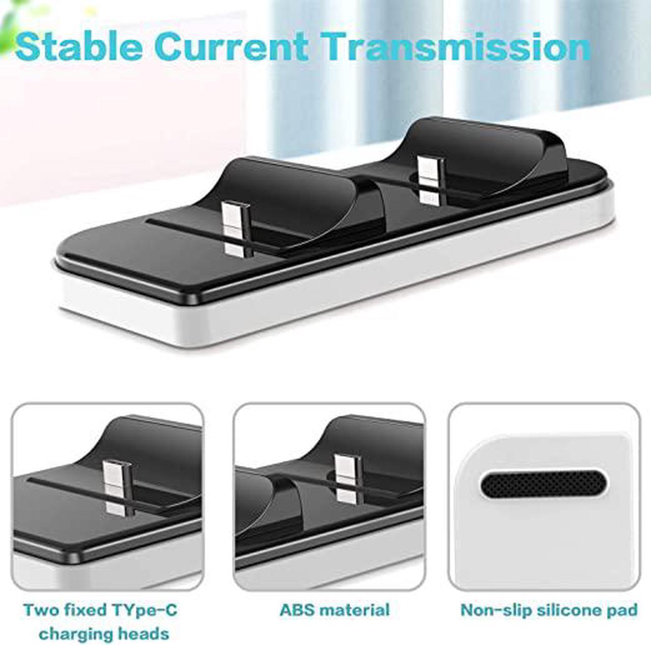 Alt view image 3 of 6 - Charging Station for PS5 DualSense Wireless Controller, Charging Dock with Dual USB C Ports, Console Accessories Portable Charger Stand Holder for Playstation 5 PS5 Game Controller - Black