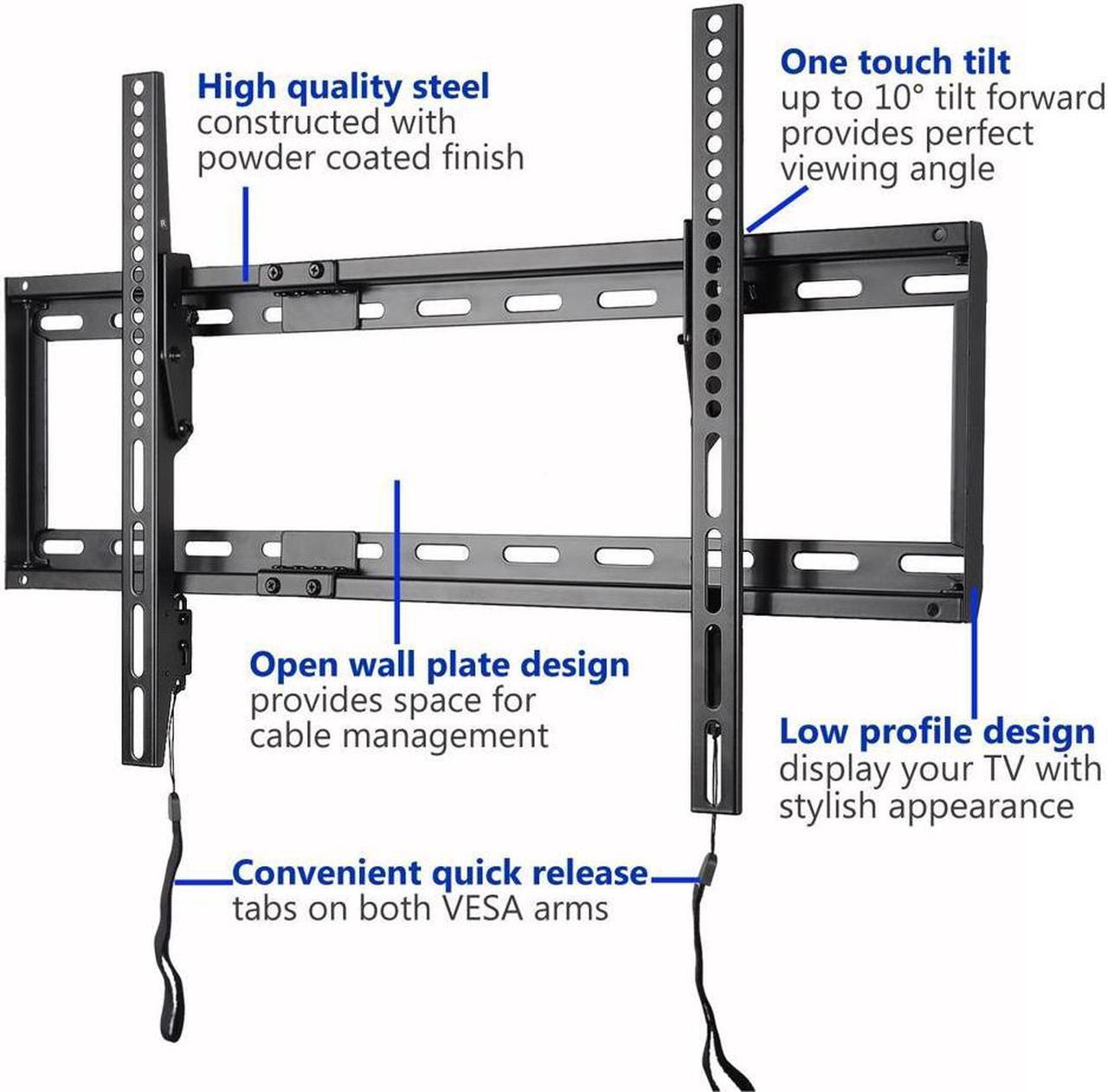 Alt view image 3 of 5 - VideoSecu Tilt Plasma LCD LED TV Wall Mount Bracket for most 32 39 47 55 65 70 75" UHD Flat Panel Screen HDTV with VESA up to 684x400mm, Load 132lbs, Free 10ft HDMI Cable & Bubble Level bxc