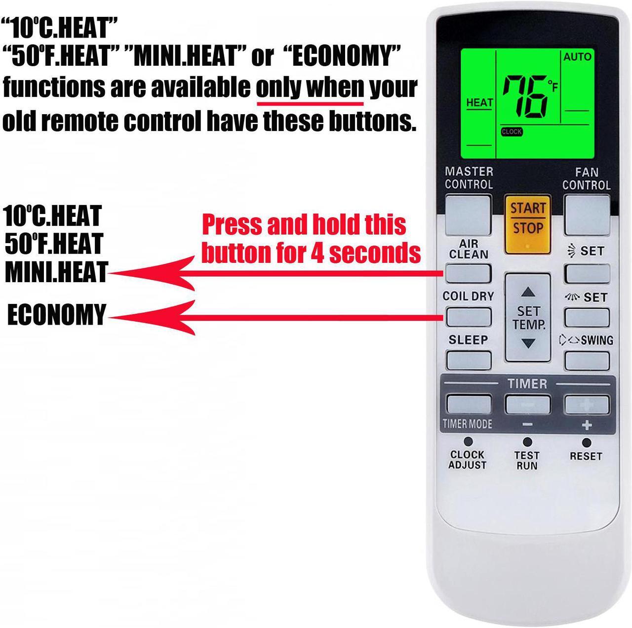 Alt view image 3 of 7 - Replacement Remote Control Fit for Fujitsu ASU18CL AR-RY14 ASU18RLXFW AC A/C Air Conditioner