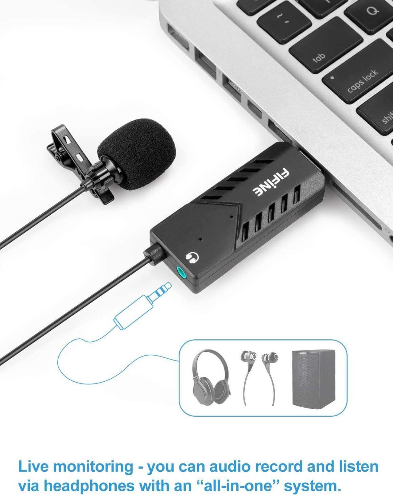 Alt view image 3 of 7 - USB Lavalier Lapel Microphone, Clip-on Cardioid Condenser Computer Mic Plug and Play USB Microphone with Sound Card for PC and Mac-K053