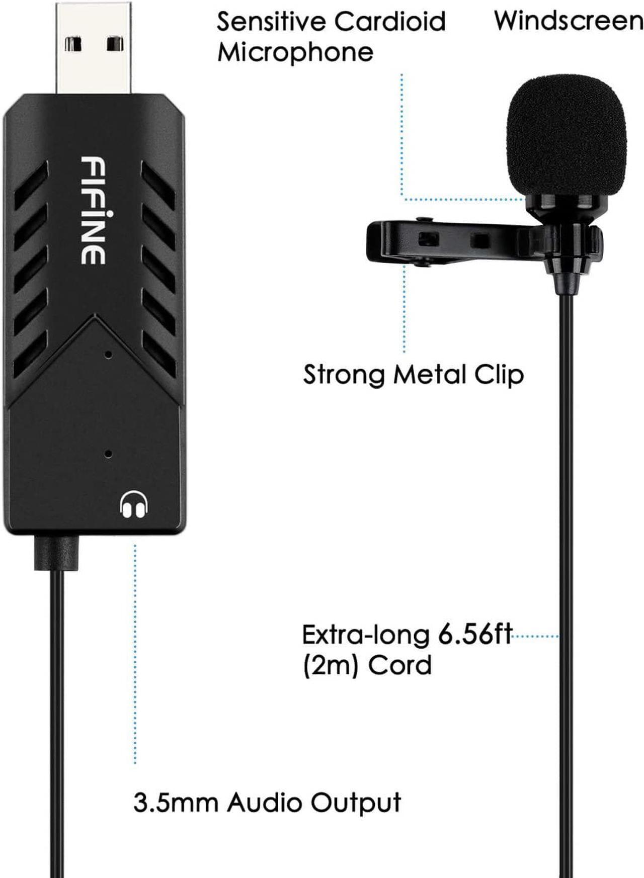 Alt view image 2 of 7 - USB Lavalier Lapel Microphone, Clip-on Cardioid Condenser Computer Mic Plug and Play USB Microphone with Sound Card for PC and Mac-K053