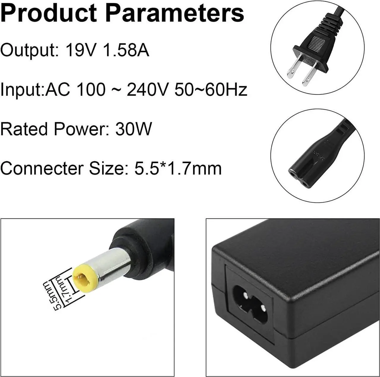 Alt view image 4 of 7 - AC Doctor INC Netbook AC Adapter Charger Gateway LT10 LT20 LT30 LT31 Laptop Power Supply Cord