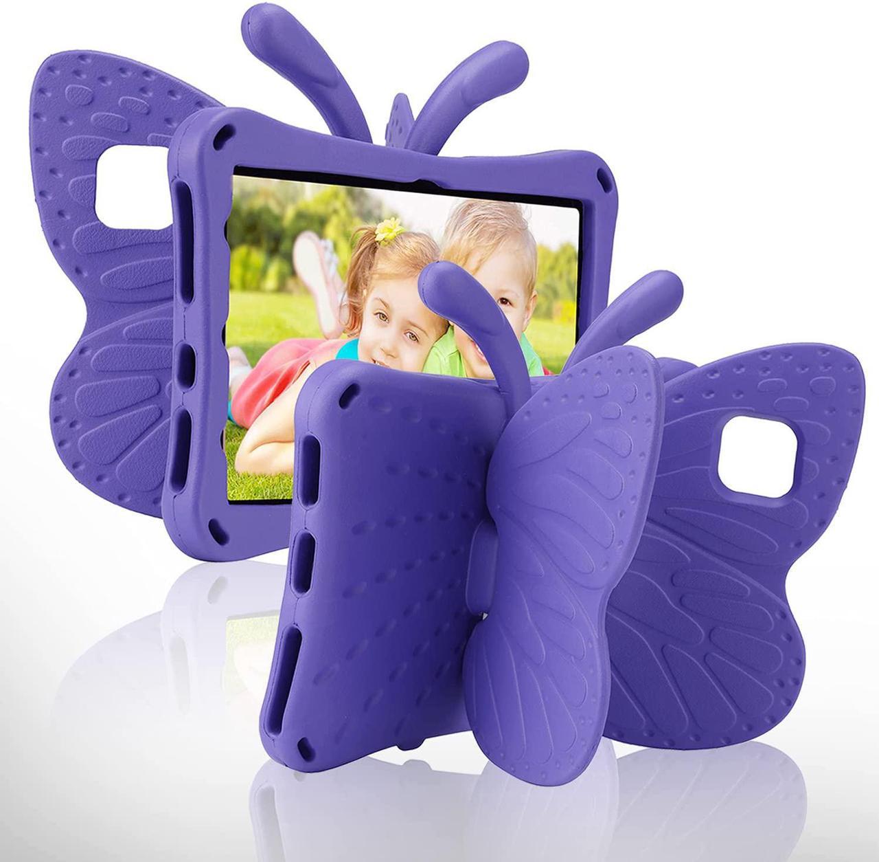 Samsung Tab A7 10.4 Kids case Samsung Tab A7 T500 Cute Butterfly Case with Stand for Kid Girls Light EVA Rugged Shockproof Heavy Duty Kids Friendly Full Cover for Samsung Tab A7 (Purple)