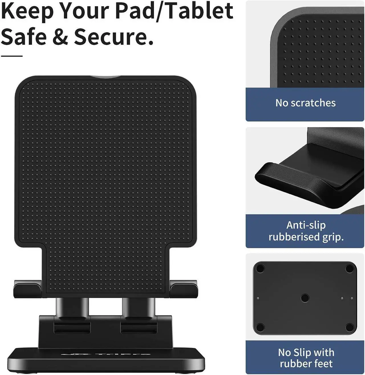 Alt view image 3 of 6 - Tablet Stand -Portable Monitor Stand 4.72 Wide Adjustable & Foldable Super Sturdy Holder for Desk Compatible with iPad/Tablets/Monitor 7-15.6 and Surface Pro