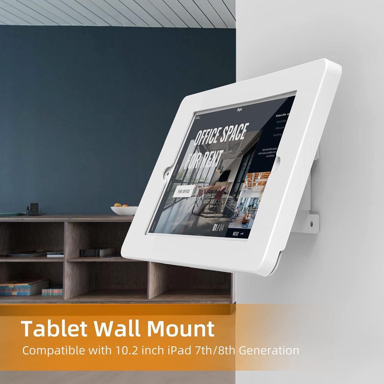 Alt view image 2 of 7 - Tablet Wall Mount Compatible with 10.2 inch iPad 7 8 9 Swivel Base, Key Lock, All Metal - BSW101T