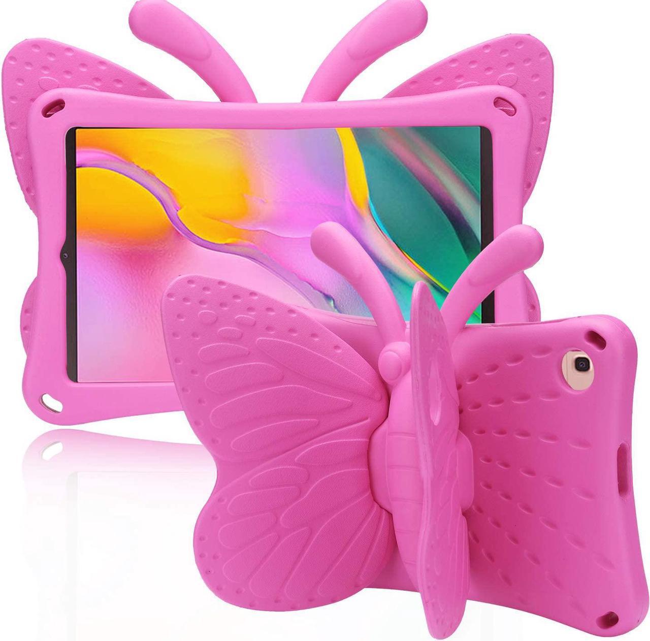 Samsung Galaxy Tab A 8.4 Kids case Cute Butterfly Case with Stand for Kids Light Weight EVA Rugged Shockproof Heavy Duty Kids Friendly Full Cover for Samsung Tab A 8.4 2021 2020 (Rose)