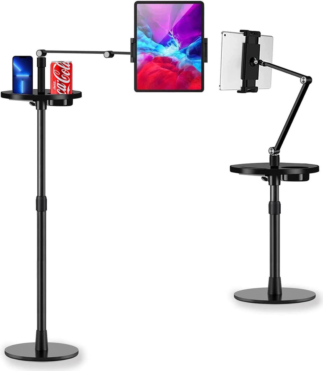 KSW KINGDO iPad Floor Stand, Tablet Floor Stand, Multi-Angle Adjustable Height Stand, Compatible 4.7''-11'' Touch Screens, iPad Series, iPhone Series, Samsung, Nintendo Switch, Kindle(Black)