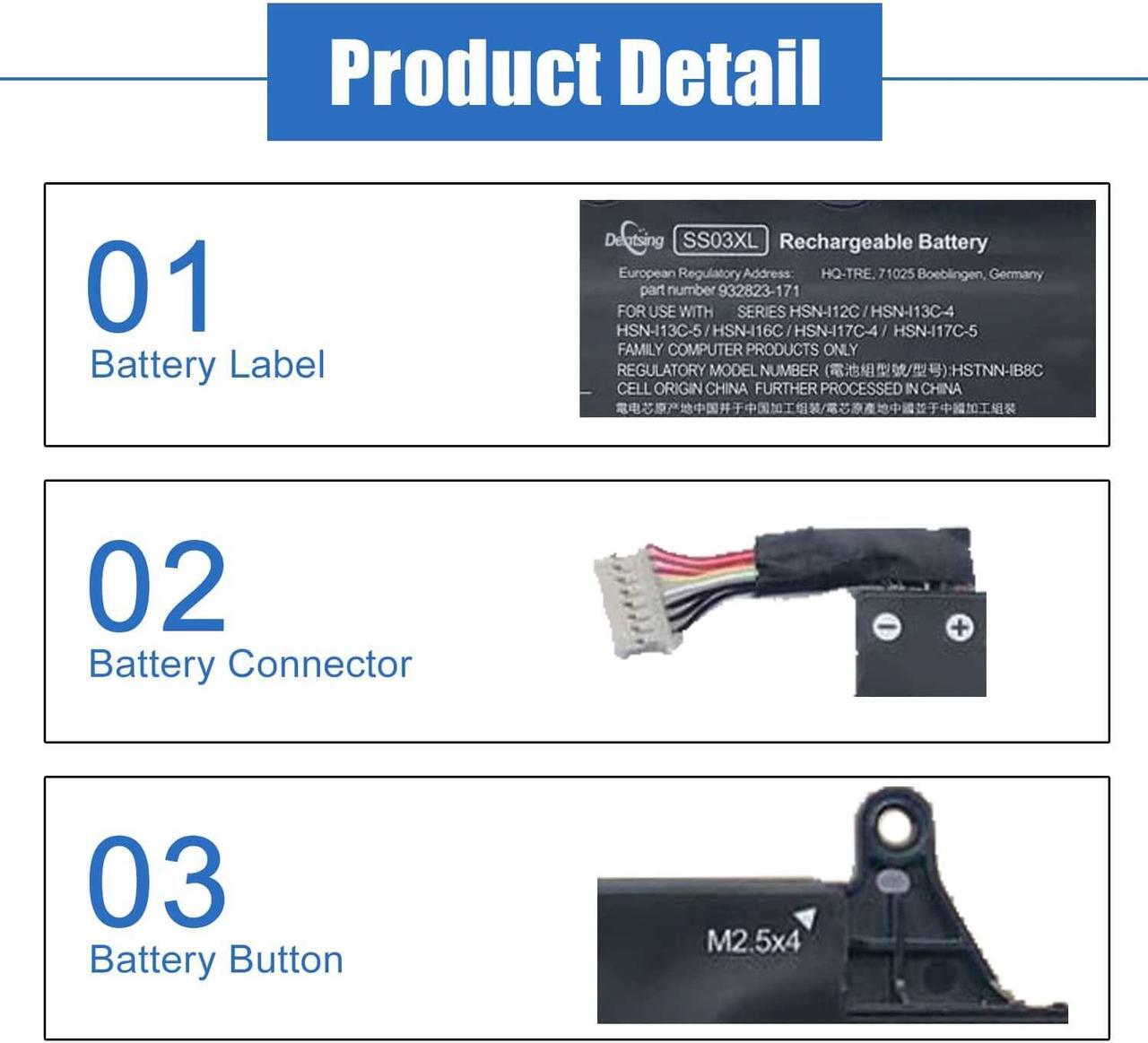 Alt view image 3 of 6 - Dentsing SS03XL (11.55V 50Wh/4330mAh) HSTNN-LB8G Laptop Battery Compatible with HP EliteBook 730 735 740 745 830 840 846 G5 G6 ZBOOK 14U G5 HSN-I12C HSN-I13C-4 Series Notebook 932823-421 933321-855