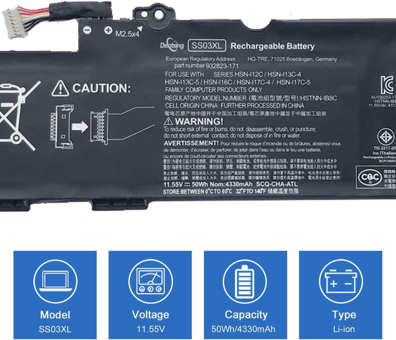 Alt view image 2 of 6 - Dentsing SS03XL (11.55V 50Wh/4330mAh) HSTNN-LB8G Laptop Battery Compatible with HP EliteBook 730 735 740 745 830 840 846 G5 G6 ZBOOK 14U G5 HSN-I12C HSN-I13C-4 Series Notebook 932823-421 933321-855