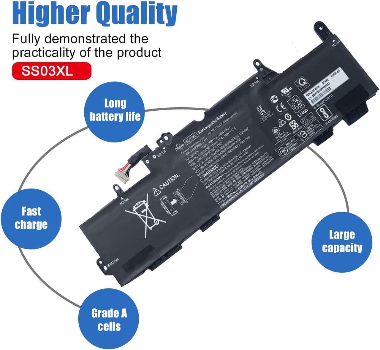 Alt view image 4 of 6 - Dentsing SS03XL (11.55V 50Wh/4330mAh) HSTNN-LB8G Laptop Battery Compatible with HP EliteBook 730 735 740 745 830 840 846 G5 G6 ZBOOK 14U G5 HSN-I12C HSN-I13C-4 Series Notebook 932823-421 933321-855