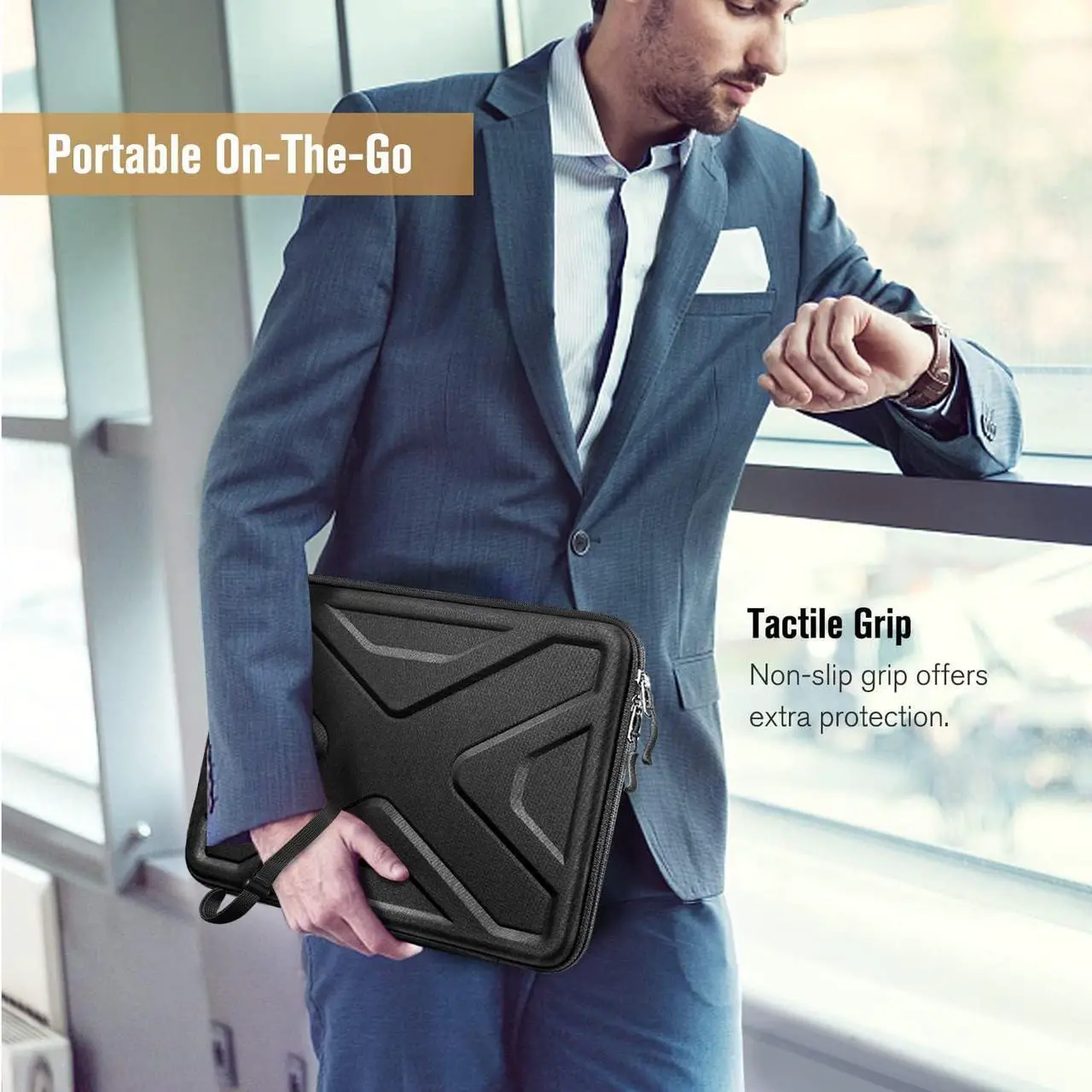 Alt view image 7 of 7 - SITHON Hard Shell Laptop Sleeve Case for 15 MacBook Air M2 2023, 16 MacBook Pro (M3/M2/M1 Pro/Max) A2991 2023-2019, 15 Surface Laptop, Shockproof Computer Bag, Black