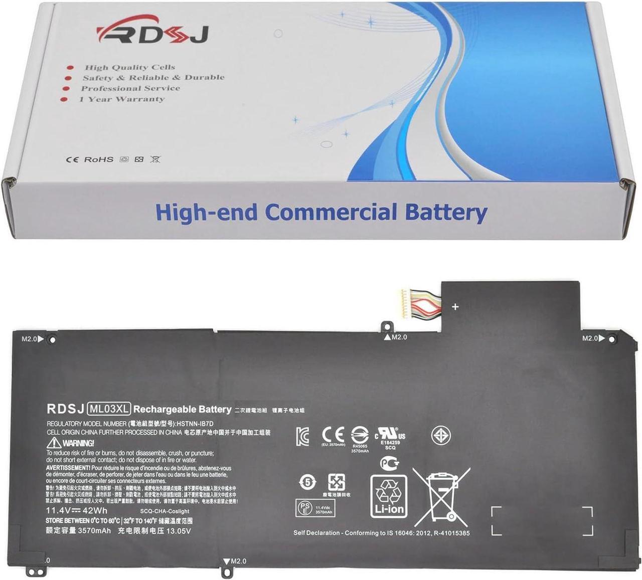 Main image of ML03XL Laptop Battery for HP Spectre X2 Detachable 12 Spectre x2 12-A001DX 12-A003NG 12-A006TU 12-A012NR 12-A019TU ML03042XL HSTNN-1B7D 813999-1C1 814277-005 814060-850 HSTNN-IB7D TPN-Q165 11.4V 42Wh