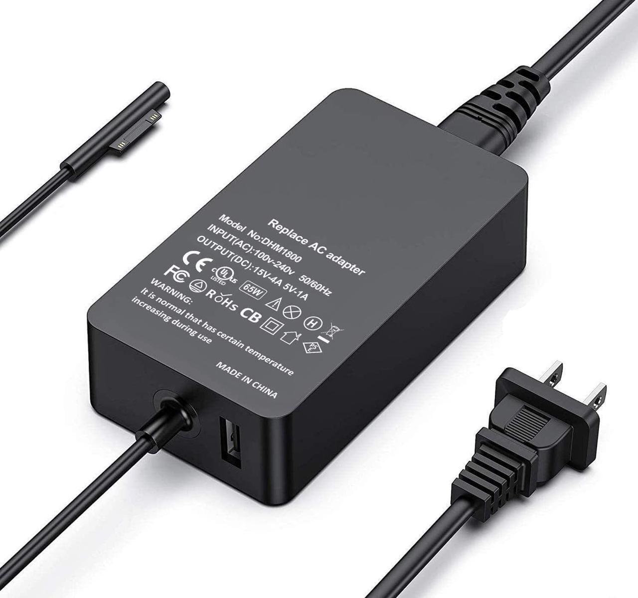 Main image of Surface Pro Charger, Surface Laptop Charger 65W 15V 4A Power Supply for Surface Pro 3/4/5/6/7/X Surface Laptop 1/2/3 Surface Go 1/2 & Surface Book 1/2 with USB Port