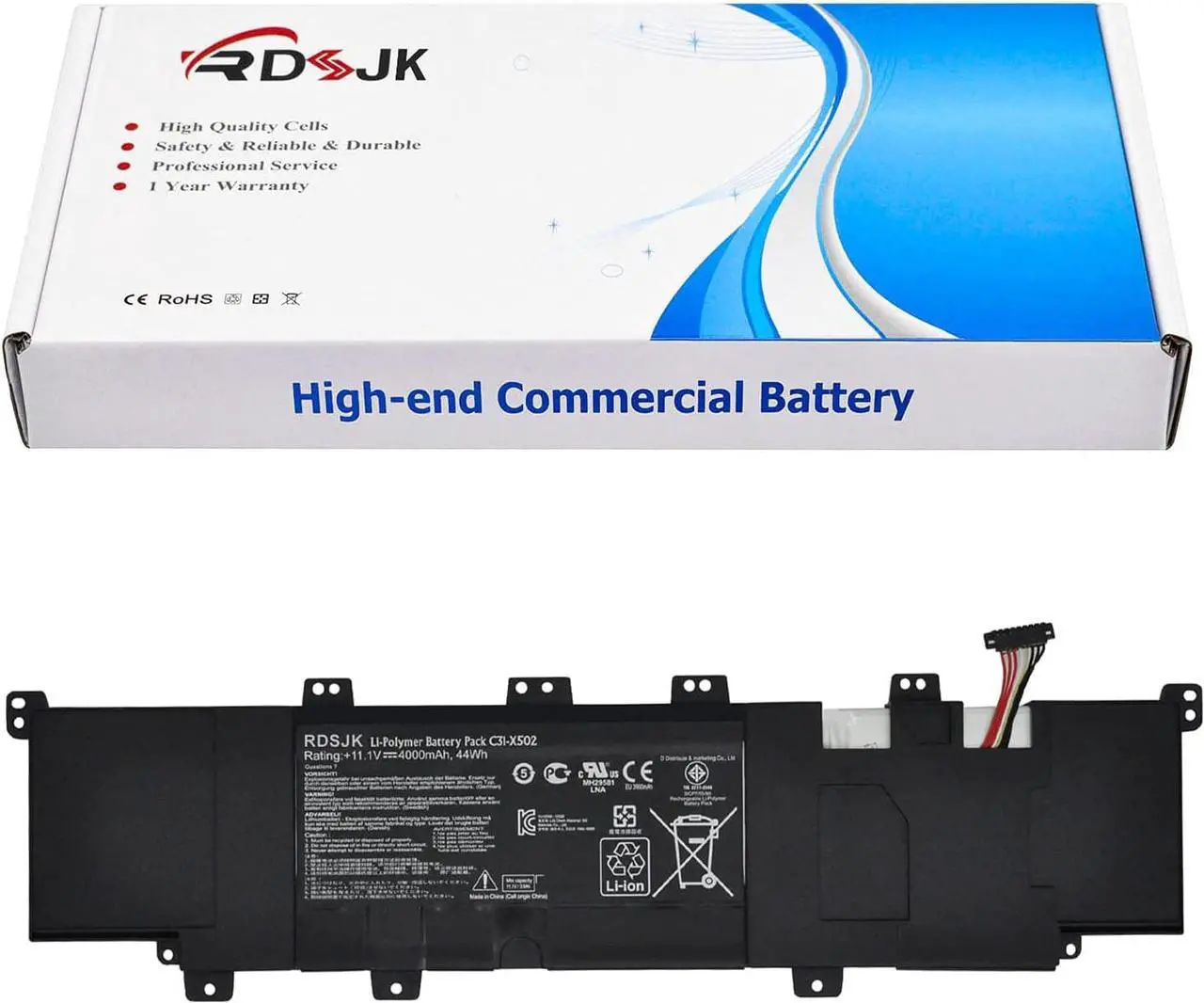 Main image of C31-X502 C21-X502 Laptop Battery for Asus X502 X502C X502CA S500 S500C S500CA S500CA-D51T S500CA-CJ005H P500CA PU500C PU500CA V500C PU500X3217CA PU500X3317CA Series C31-X5O2 0B200-00320300M 38Wh/44Wh