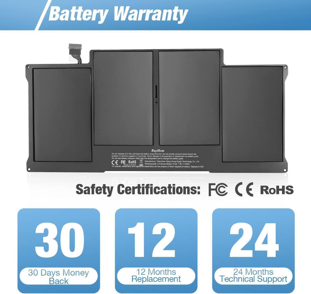 Alt view image 6 of 7 - A1466 Laptop Replacement Battery for MacBook Air 13 inch A1466 (Mid 2012,Mid 2013,Early 2014, Early 2015,2017) A1369(Late 2010,Mid 2011 Version) High Performance 7200mAh fits A1496 A1405 A1377