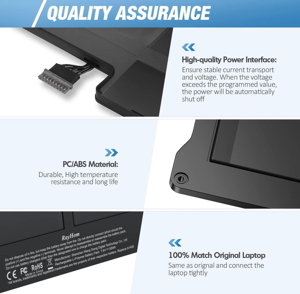 Alt view image 3 of 7 - A1466 Laptop Replacement Battery for MacBook Air 13 inch A1466 (Mid 2012,Mid 2013,Early 2014, Early 2015,2017) A1369(Late 2010,Mid 2011 Version) High Performance 7200mAh fits A1496 A1405 A1377