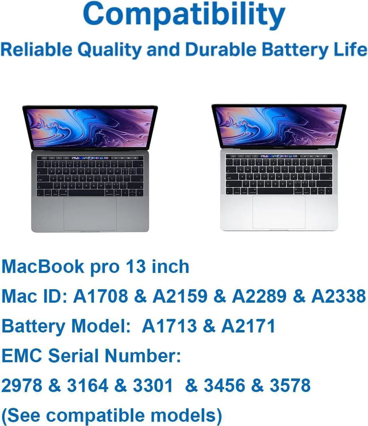 Alt view image 3 of 6 - CKE Replacement Laptop Battery Compatible with Apple MacBook Pro 13 inch A1708 (Late 2016 Mid 2017) Compatible with MacBook Pro 13 inch A2159 (2019) A2289 A2338 (2020) 58.2Wh 5103mAh fits A1713 A2171