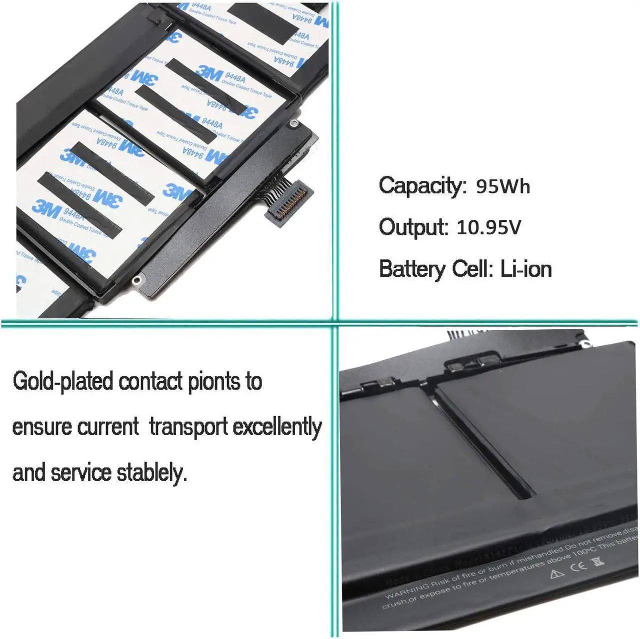 Alt view image 2 of 6 - A1417 Laptop Battery Replacement for MacBook Pro 15 Inch Retina A1398 (2012 Early-2013 Version), Replacement ME665LL/A ME664LL/A MD831LL/A MC975LL/A MC976LL/A
