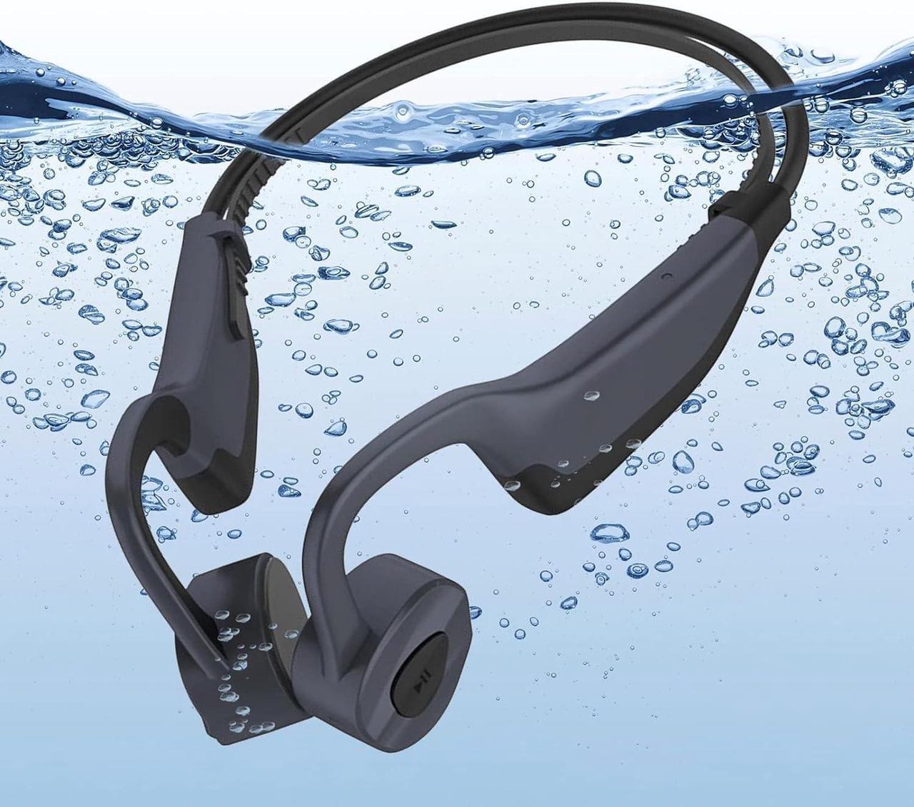 Main image of ESSONIO Bone Conduction Headphones Swimming Headphones Underwater Bluetooth IPX8 Waterproof Headphones for Swimming with Microphones 16G Memory for Sports