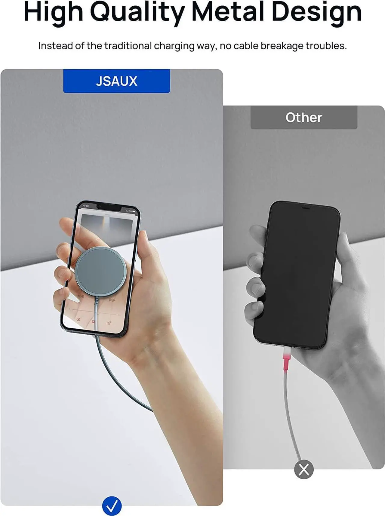 Alt view image 5 of 7 - Magnetic Wireless Charger Compatible with MagSafe Charger/iPhone 14/14 Pro/14 Plus/14 Pro Max/iPhone 13/13 Pro/13 Pro Max/13 Mini/iPhone 12 Mag Charger (Blue) with 20W PD Charger Block (White)