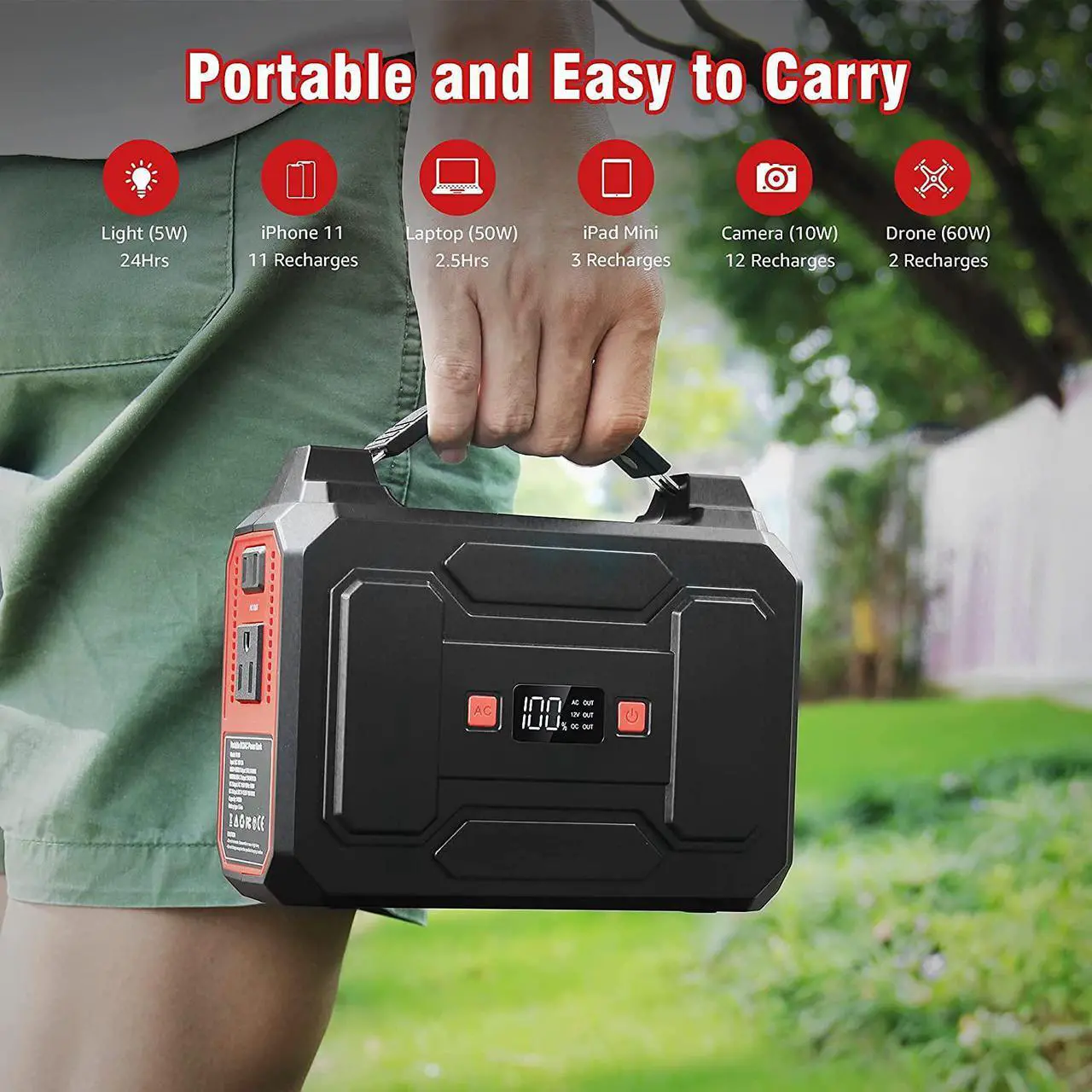 Alt view image 5 of 7 - Apowking Portable Power Bank with AC Outlet, 146Wh/39600mAh 110V/100W Laptop Charger Battery Backup, External Battery Pack Power Supply for Home Emergency Outage, Outdoor Camping RV Trip Adventure
