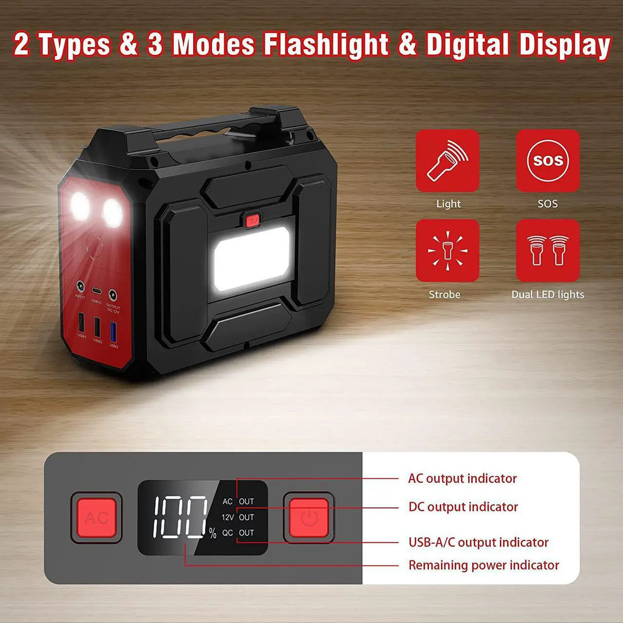 Alt view image 7 of 7 - Apowking Portable Power Bank with AC Outlet, 146Wh/39600mAh 110V/100W Laptop Charger Battery Backup, External Battery Pack Power Supply for Home Emergency Outage, Outdoor Camping RV Trip Adventure