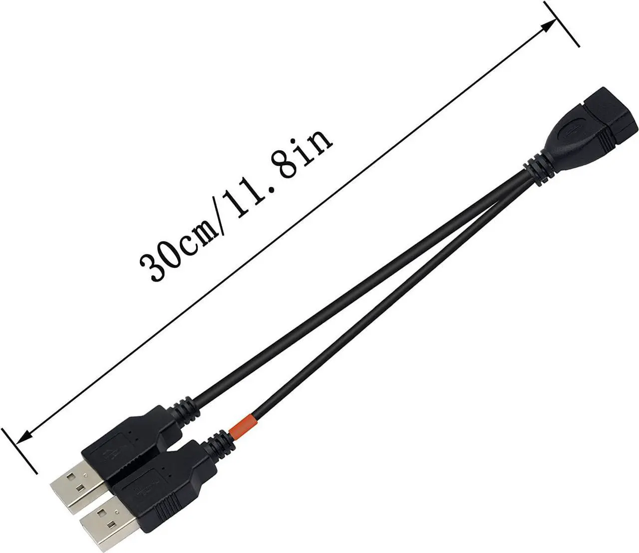 Alt view image 5 of 7 - YOUCHENG 30cm USB 2.0A Female to Dual A Male Y Hub Adapter Cable for Computers and Mobile Phones - Data Transmission on One Port (2-Pack)