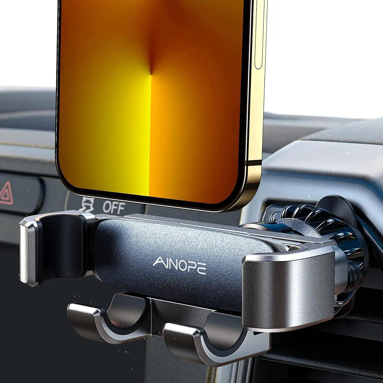Main image of AINOPE Car Phone Holders for Your Car [Ultra Convenient] Air Vent Phone Mount [Thick Cases Friendly] Cell Phone Holder Car Accessories for Women Men for iPhone 16 Pro Max 15 Samsung S25 Ultra Black