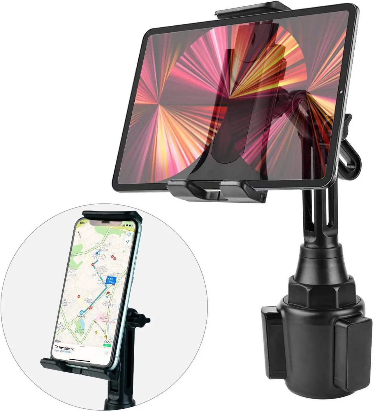 Main image of leQuiven Car Cup Phone Holder/Tablet Cup Holder Mount for Galaxy S25 Ultra/S25+/S25/S24 Ultra/S24/S24+/S23 Ultra/S23/S22/Z Fold 5/S22/S21/iPad Mini 6, for iPhone Series and Other Devices Under 13"