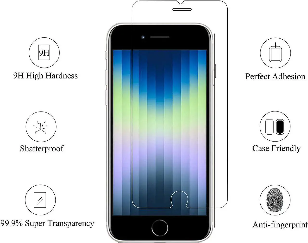 Alt view image 2 of 6 - Ailun Screen Protector for iPhone SE 2020 2nd/2022 3rd Generation, iPhone 8,7,6s,6, 4.7-Inch Tempered Glass 0.25mm Case Friendly 3 Pack Clear