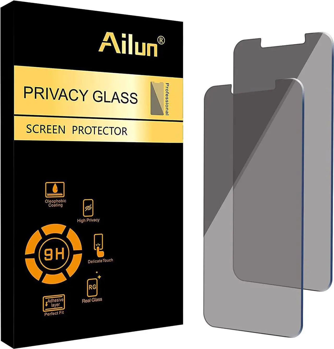 Main image of Ailun Privacy Screen Protector for iPhone 14 / iPhone 13 / iPhone 13 Pro [6.1 Inch] 2 Pack Anti Spy Private Tempered Glass Anti-Scratch Case Friendly [Not for iPhone 13 Pro Max] [2 Pack]