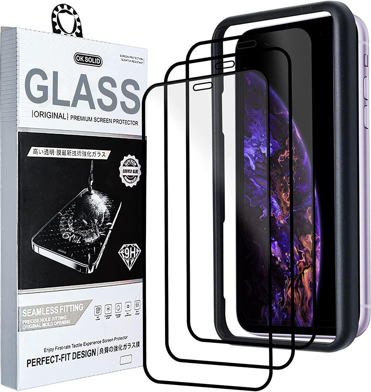 Crocon [3 PACK] Screen Protector Designed For iPhone 11 / iPhone XR | 6.1 Inch | Edge to Edge Full Coverage | Bubble Free Tempered Glass | Anti Fingerprint | Anti Scratch With Easy Installation Frame