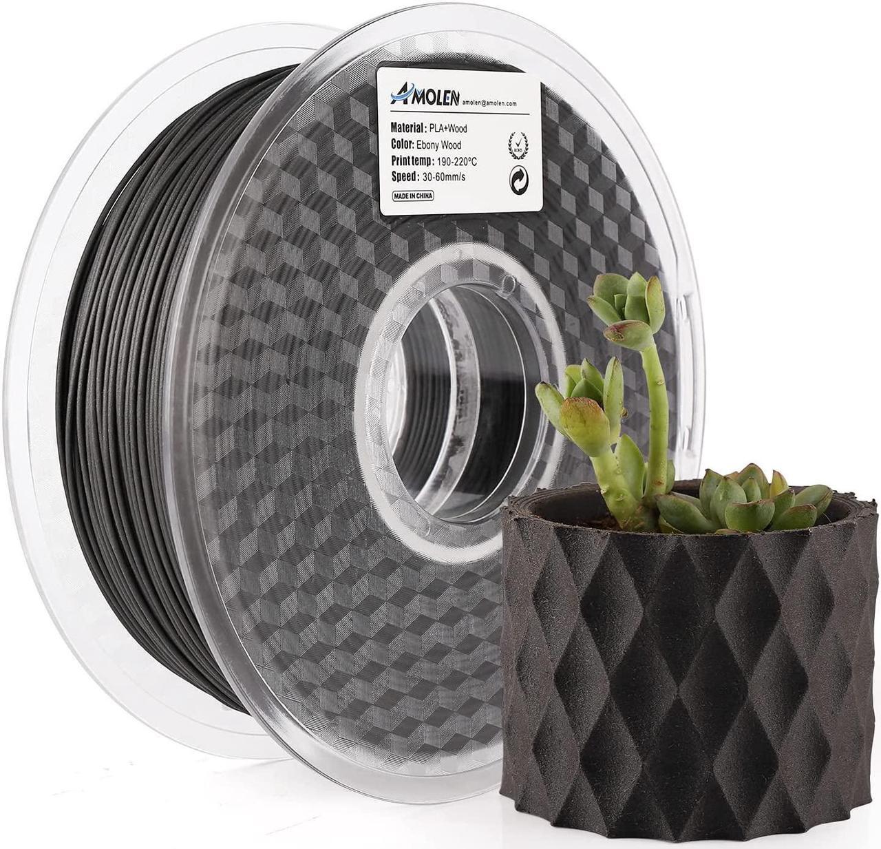 Alt view image 2 of 3 - AMOLEN 3D Printer Filament, Ebony Wood PLA Filament 1.75mm, 3D Printing Filament with 20% Real Wood Fiber,1kg