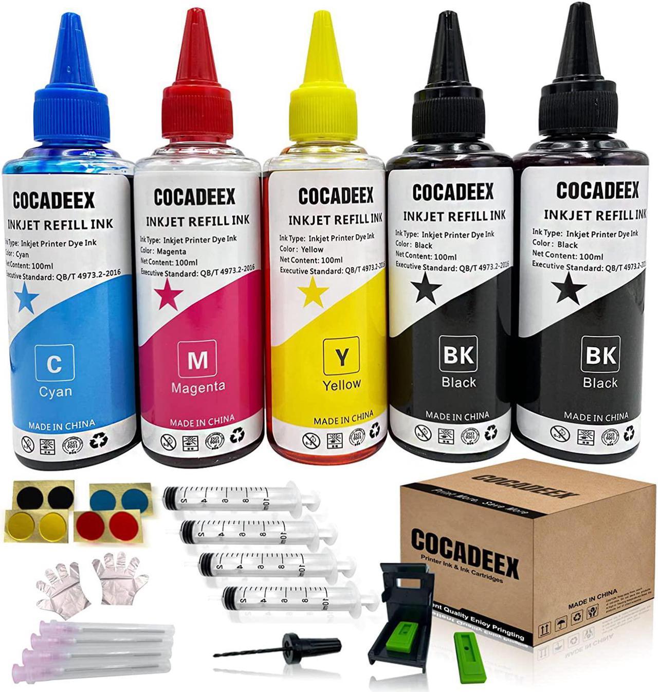 COCADEEX 500ml Ink Refill Kit Compatible with Printer Ink Cartridges 67XL 65XL 64XL 63XL 62XL 664XL 662XL 61XL 60XL 21XL 22XL 56XL 57XL 58XL 901XL 67 65 664 662 61 60 56 57 58 901