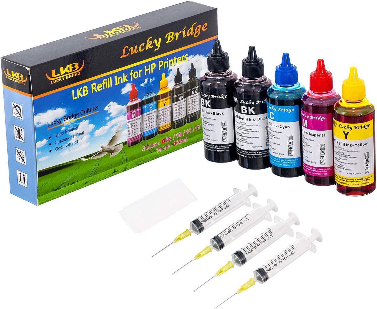 5x100ml (500ml) LKB Refill Ink Kit  950 951 60 61 952 902 901 61 60 62 63 21 22 920 940 934 564 932 933 711 970 971 92 94 95 96 97 Cartridge or CIS CISS System 4 Color Set -US (2BK, M C Y)