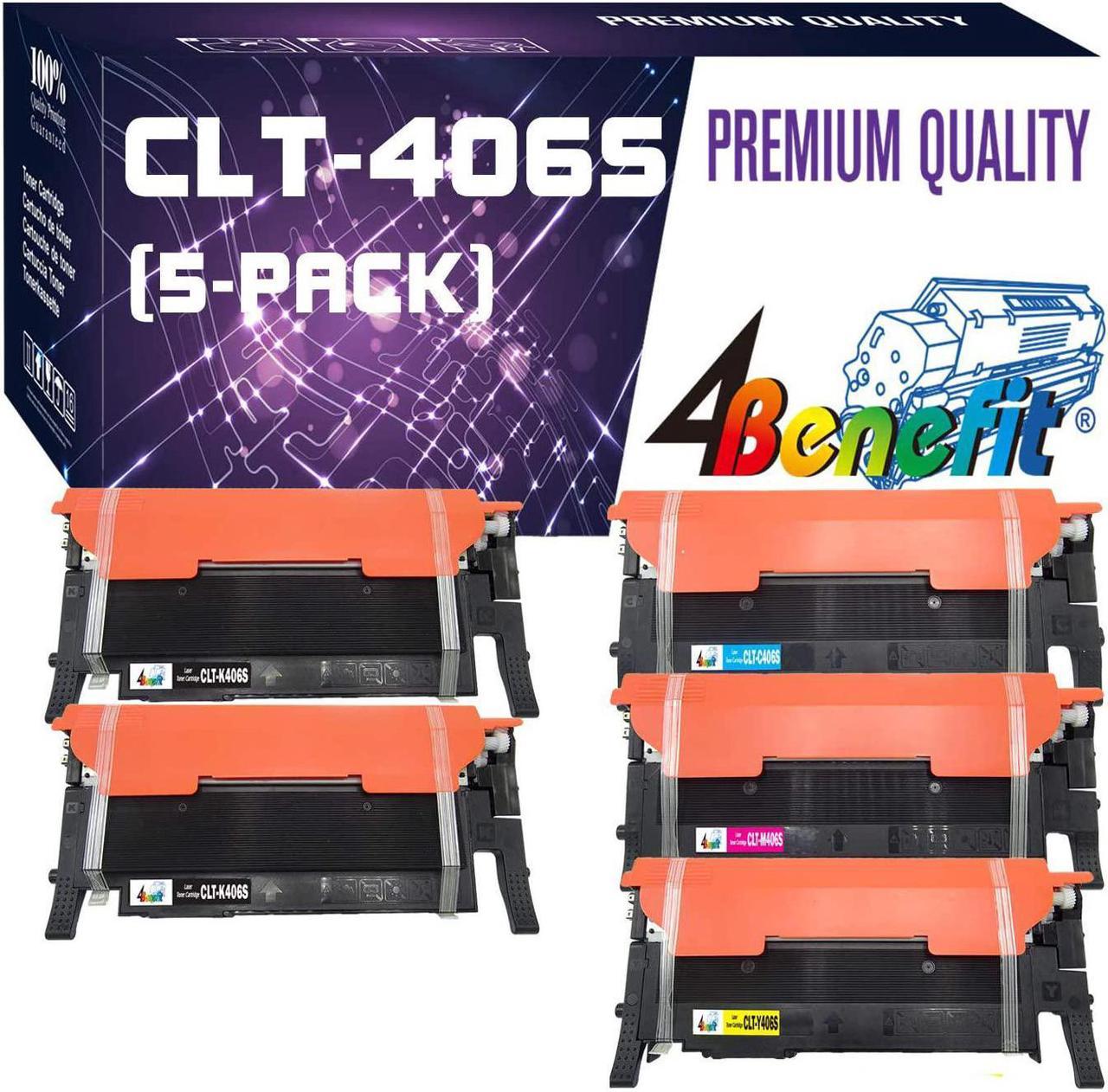 4Benefit (5 Pack) Compatible CLT406S CLT-406S Toner Cartridges (High Yield, 2xBK+CYM) CLT -406S CLT-K406S Work for CLP-365 CLP-365W SL-C410W Xpress C410FW Xpress C411W Laser Printer