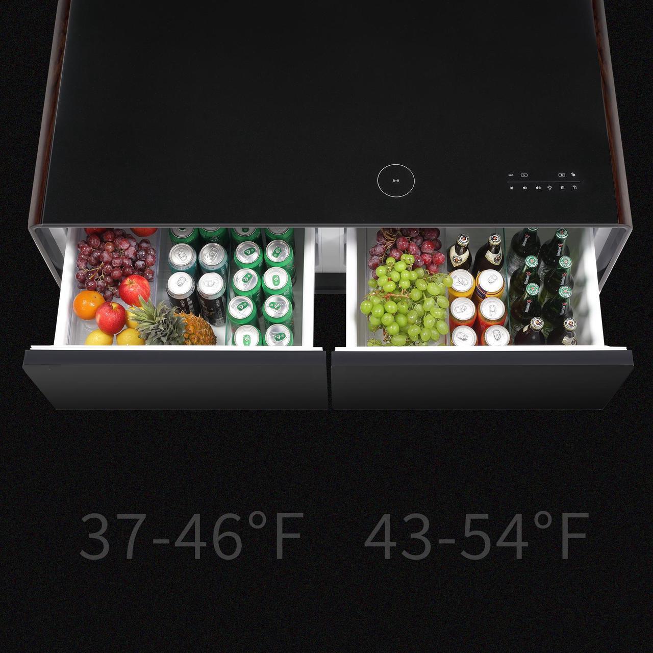 Alt view image 5 of 6 - Modern Smart Coffee Table with Built-in Fridge, Bluetooth Speaker, Wireless Charging Module, Touch Control Panel, Power Socket, USB Interface, Outlet Protection, Atmosphere light, and More, Brown