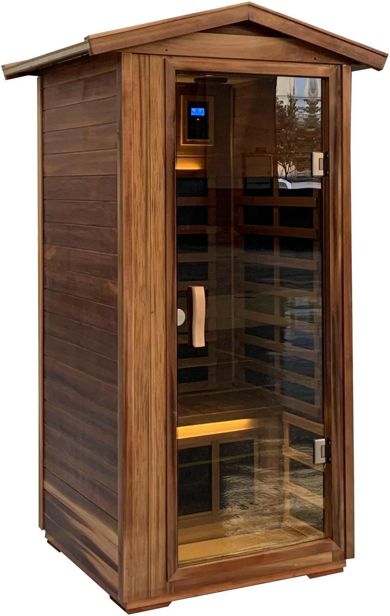 Alt view image 3 of 7 - Red Cedar Single Outdoor Sauna Outdoor Indoor Wooden Sauna Room