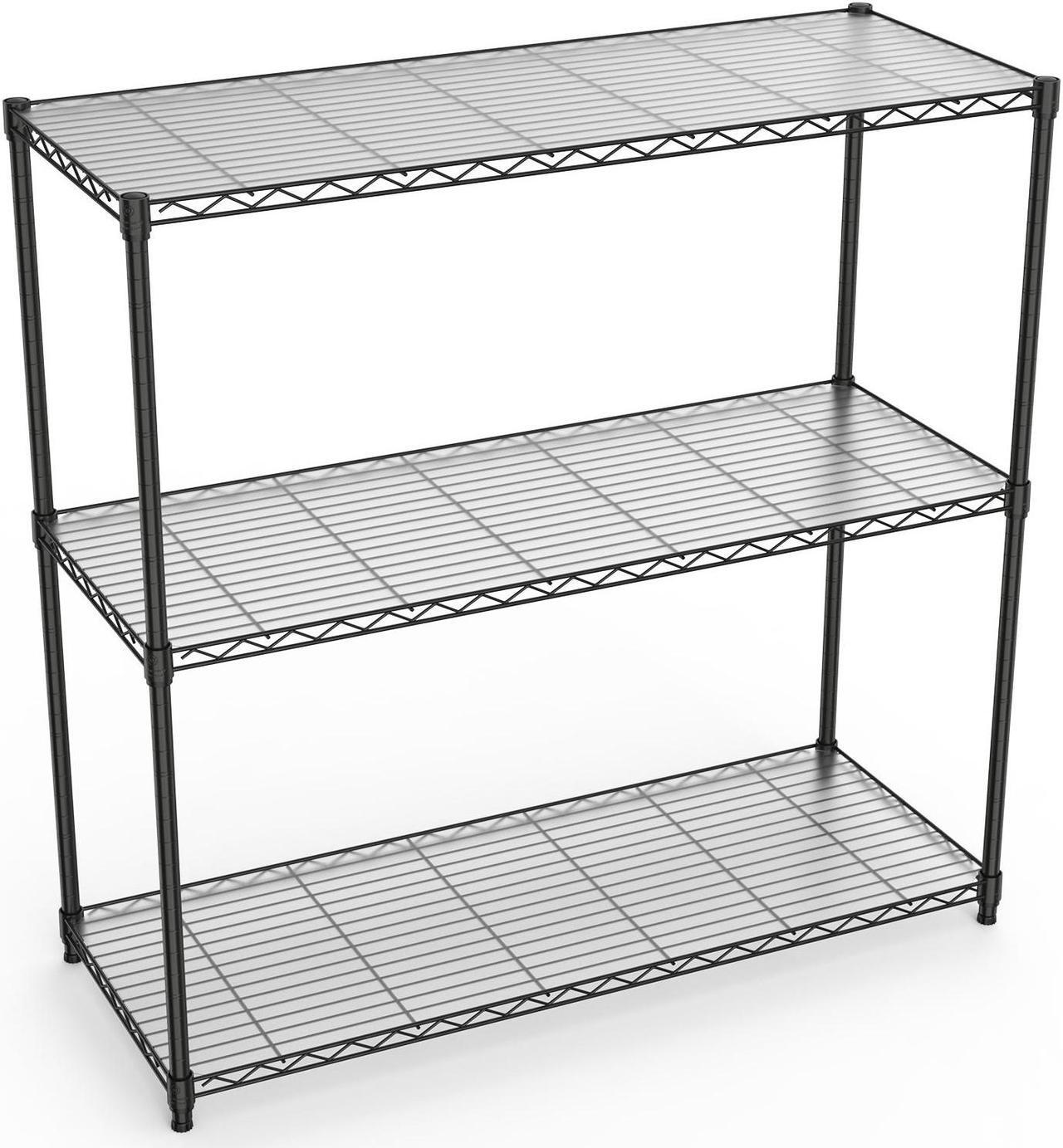 Alt view image 6 of 7 - 3 Tier Wire Shelving Unit, 1050 LBS NSF Height Adjustable Metal Garage Storage Shelves, Heavy Duty Storage Wire Rack Metal Shelves - Black