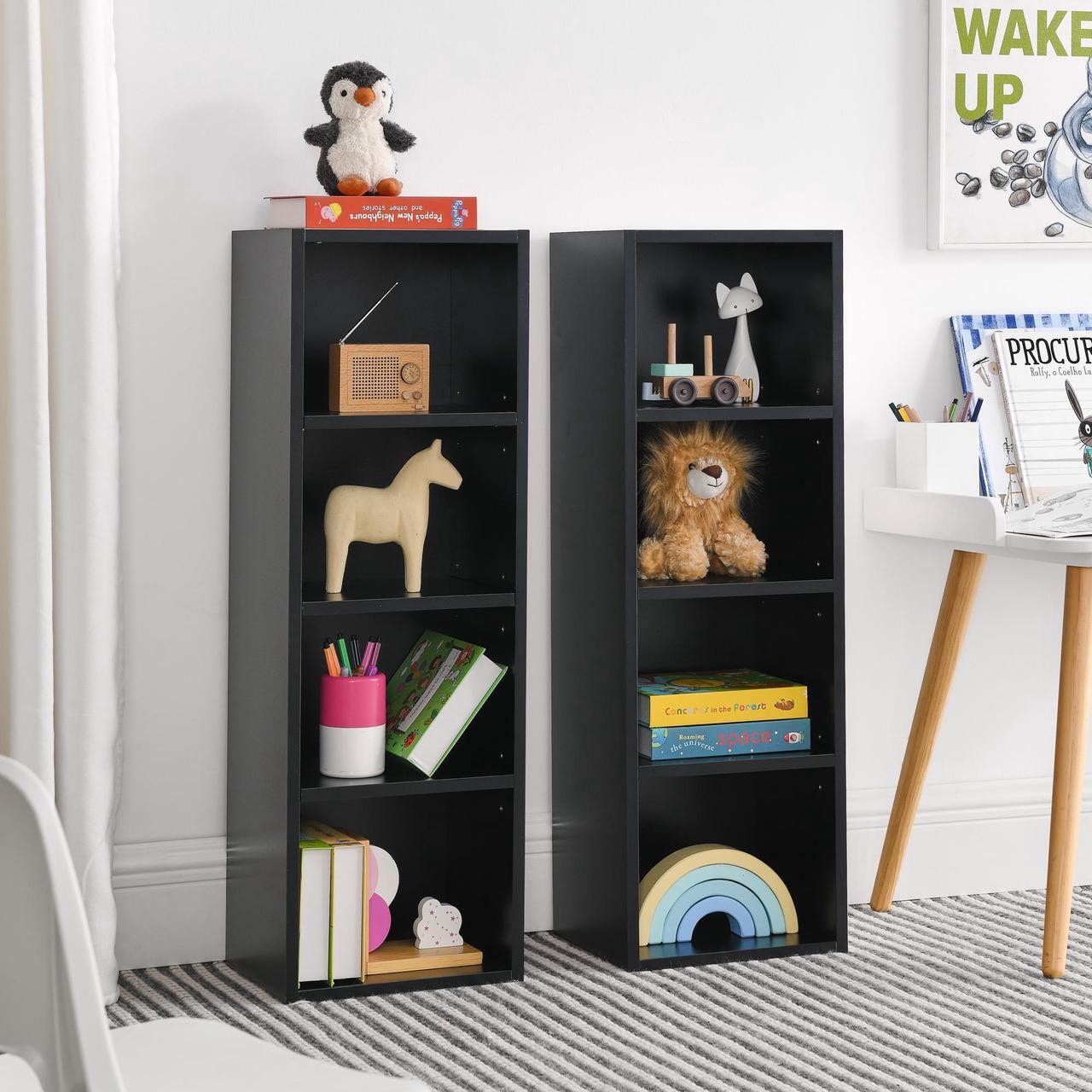 Alt view image 2 of 7 - 8-Tier Media Tower Rack, CD DVD Slim Storage Cabinet with Adjustable Shelves, Tall Narrow Bookcase Display Bookshelf for Home Office,Multi-functional double-decker bookcase