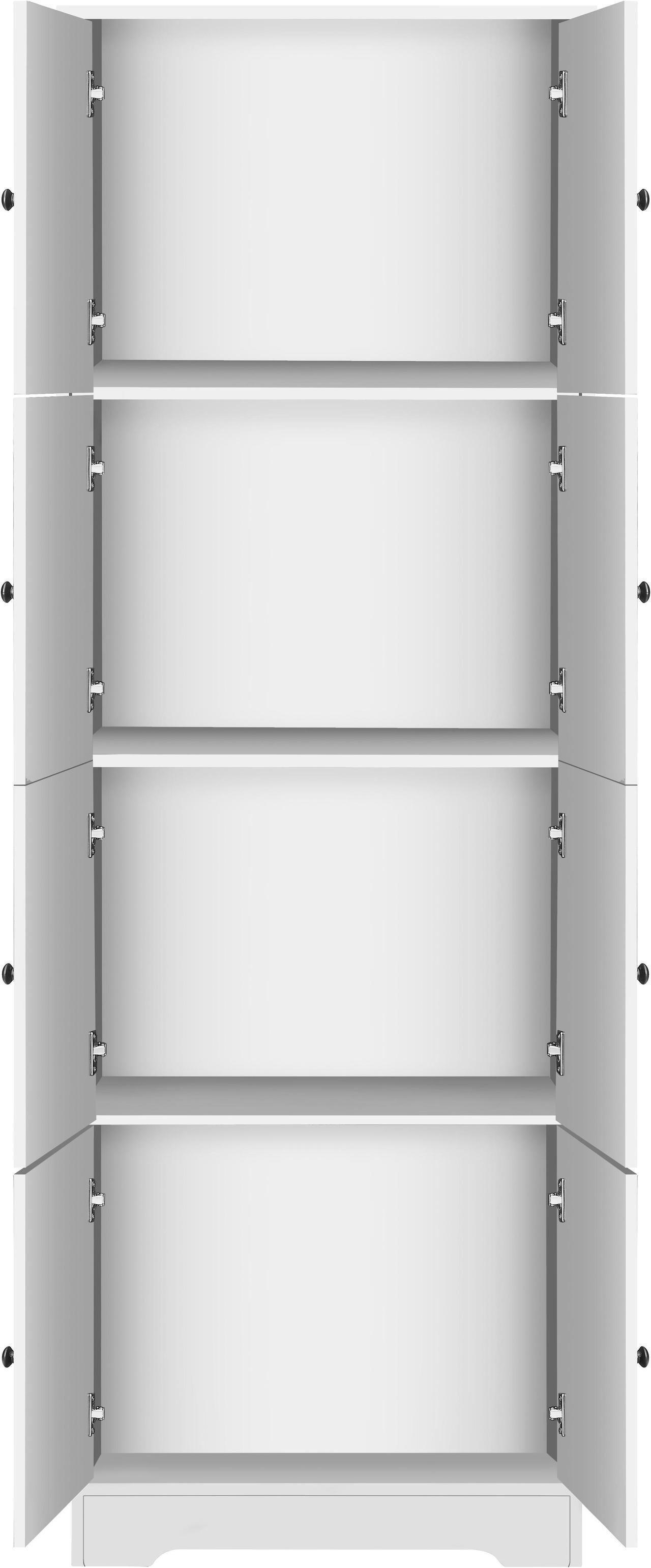 Alt view image 7 of 7 - Tall Storage Cabinet with 8 Doors and 4 Shelves, Wall Storage Cabinet for Living Room, Kitchen, Office, Bedroom, Bathroom, White