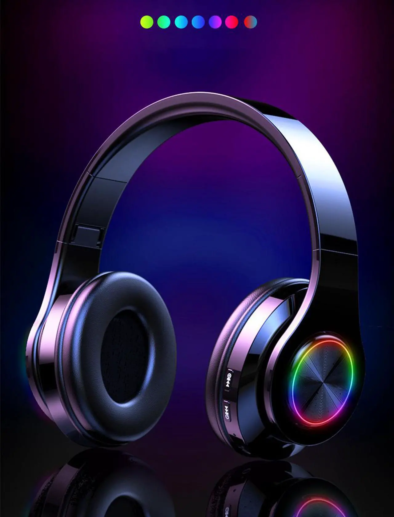 Alt view image 2 of 7 - Gemdeck Bluetooth Headphones, Foldable Wireless and Wired Stereo Headset Micro SD/TF, FM for Cell Phone,PC blackred