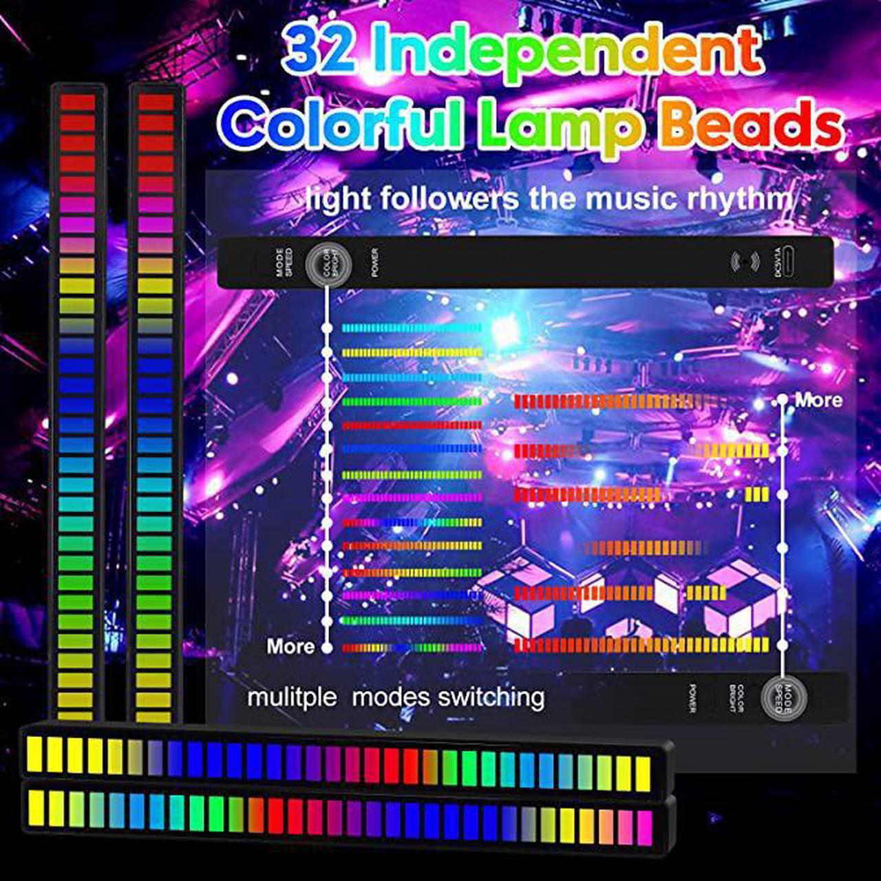 Alt view image 2 of 7 - Gemdeck RGB Rechargeable Sound Control Light,Wireless Voice-Activated Music Rhythm Lights