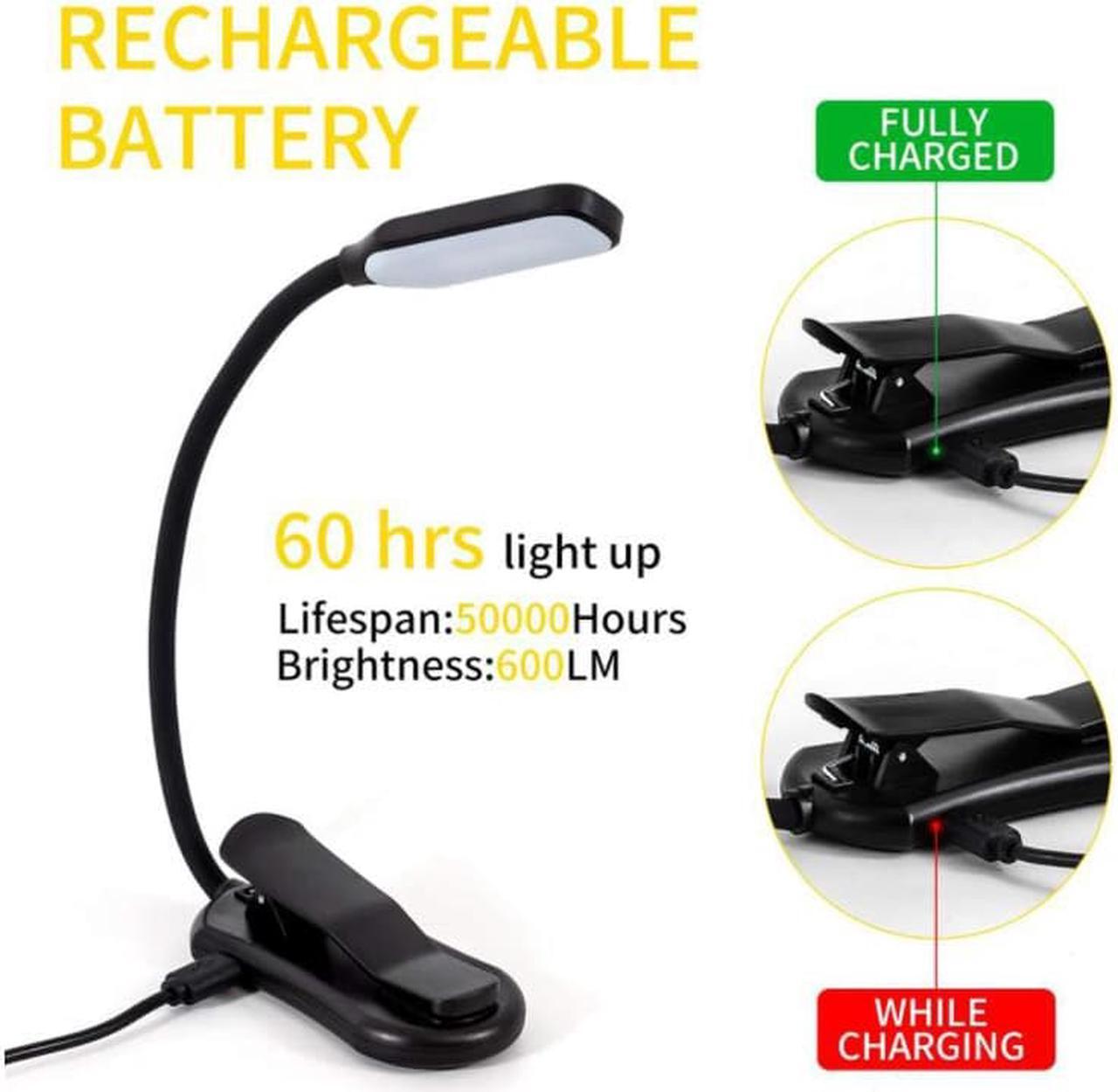 Alt view image 2 of 7 - Gemdeck Rechargeable Book Light Mini 7 LED Reading Light 3-Level Flexible Easy Clip Lamp Read Night Reading Lamp in Bed