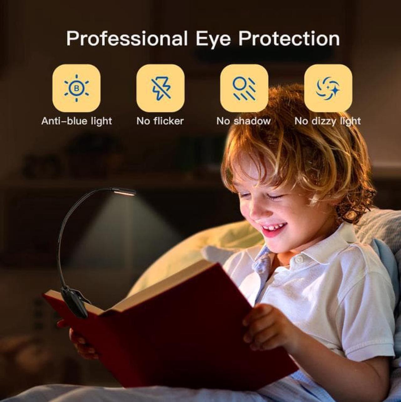 Alt view image 7 of 7 - Gemdeck Rechargeable Book Light Mini 7 LED Reading Light 3-Level Flexible Easy Clip Lamp Read Night Reading Lamp in Bed