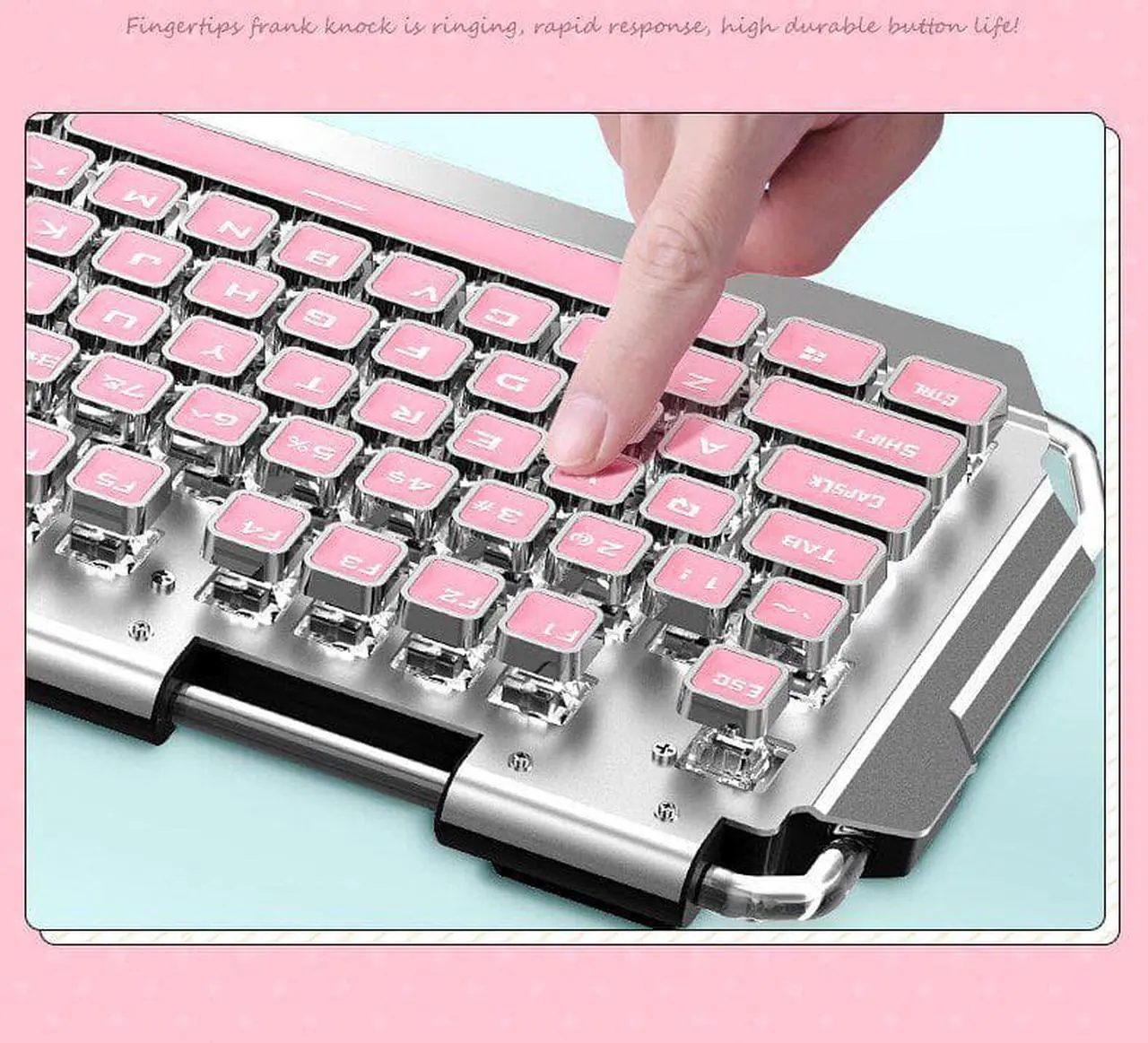 Alt view image 4 of 5 - Gemdeck Gaming Keyboard and Mouse Combo Retro Round Key Caps