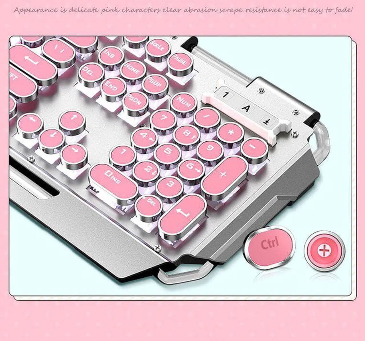 Alt view image 3 of 5 - Gemdeck Gaming Keyboard and Mouse Combo Retro Round Key Caps