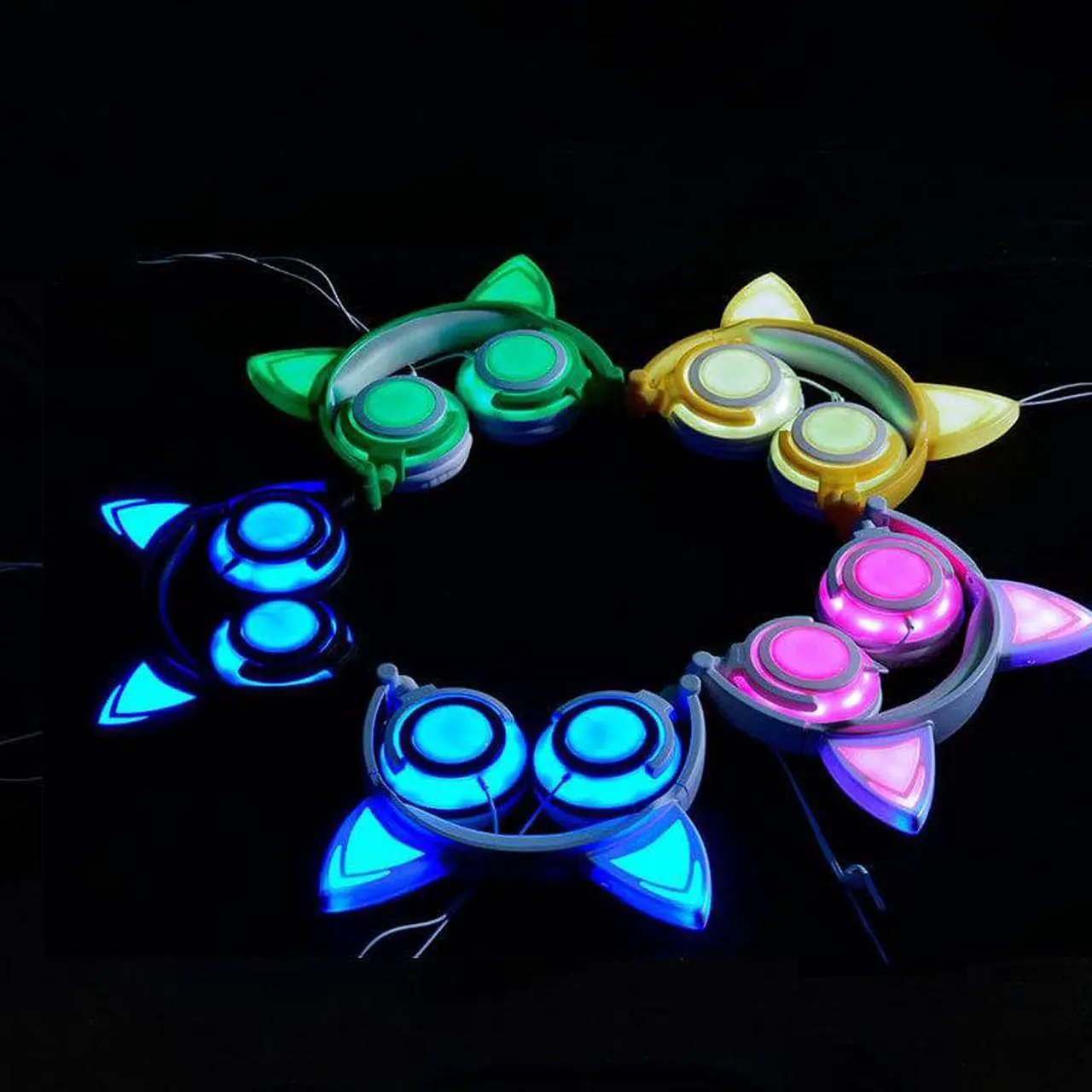 Alt view image 2 of 6 - Gemdeck Wireless Headphones Cat Ear Bluetooth Foldable Light Up Headphones