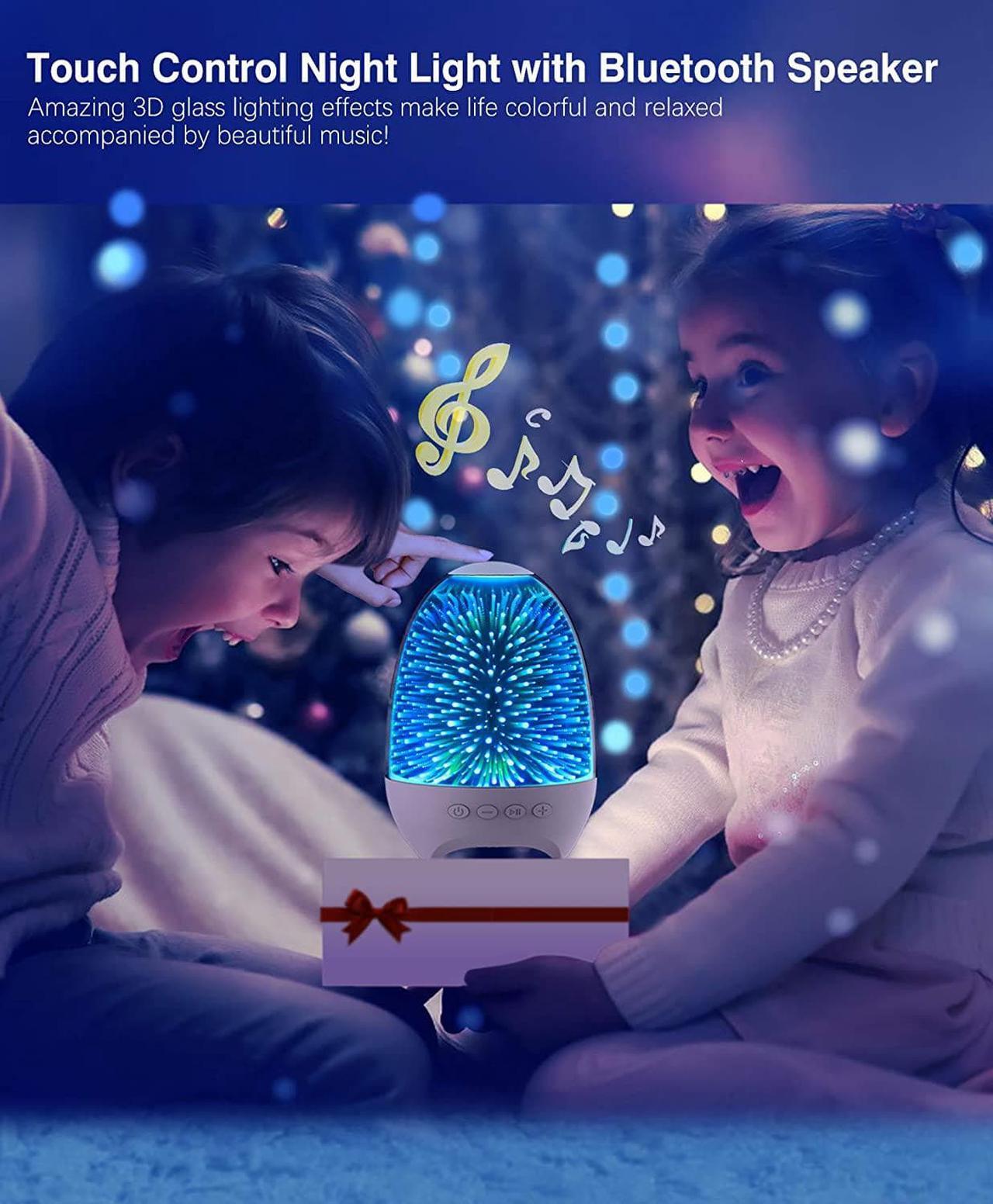 Alt view image 2 of 5 - Gemdeck Night Light Bluetooth Speaker, 3D Glass Touch Control Bedside Table Lamp 7-Color LED Portable Wireless Speakers