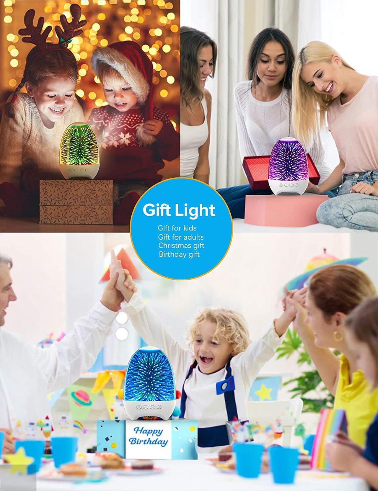 Alt view image 5 of 5 - Gemdeck Night Light Bluetooth Speaker, 3D Glass Touch Control Bedside Table Lamp 7-Color LED Portable Wireless Speakers